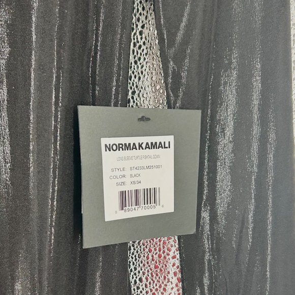 NWT Norma Kamali Long Sleeve Turtle Fishtail Coated Gown - Picture 6 of 8